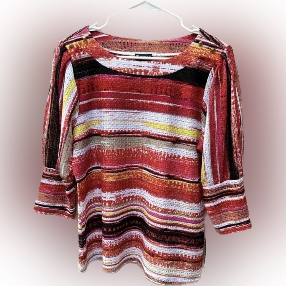 New Directions Colorful 3/4 to Long Sleeve Blouse Size PXL Excellent condition